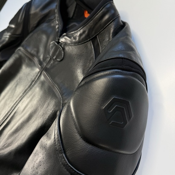 REAX Jackson Leather Motorcycle Jacket Mens 2XL Black Padded Protection SAS-Tec - Picture 8 of 16